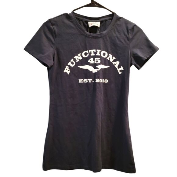 FUNCTIONAL 45 F45 Athletic T Shirt Dark Blue Short Sleeve Women's XS NWT - Picture 1 of 5